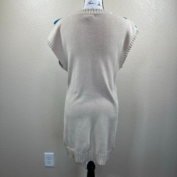 JJ Basics Light Brown long knit sweater/ dress blue checkers size XL academia - Picture 2 of 12